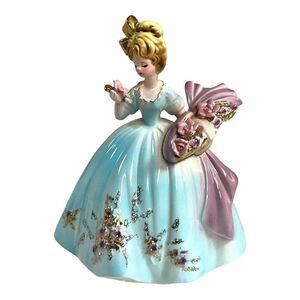 Vtg Josef Originals Lady Figurine A Mother's World Series Pink Roses Big Bow 7.5